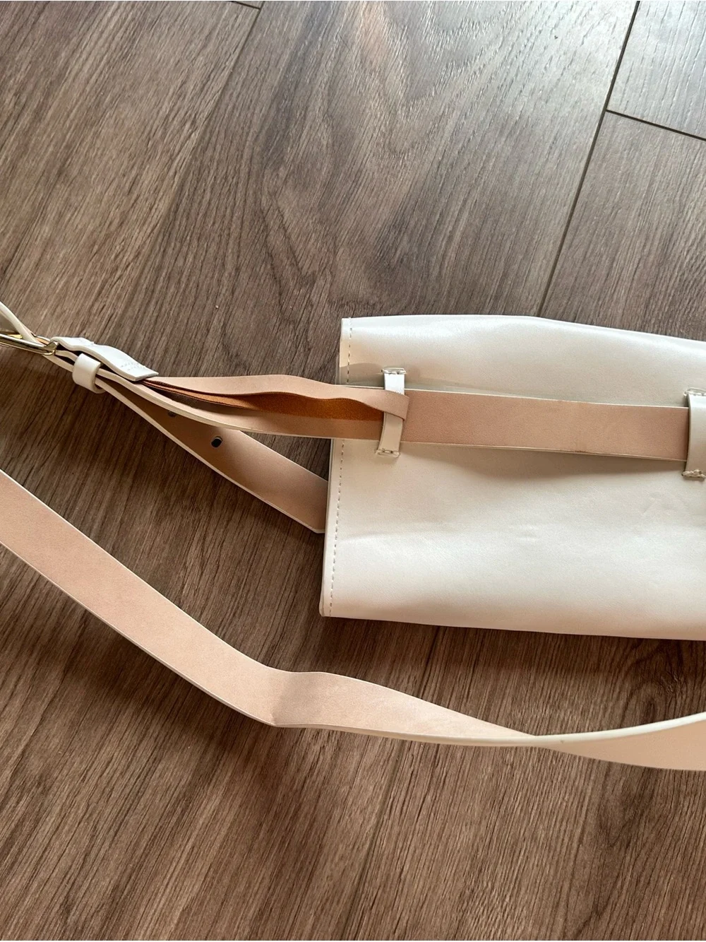 Calvin Klein Light Cream Crossbody Bag with Minimal Logo